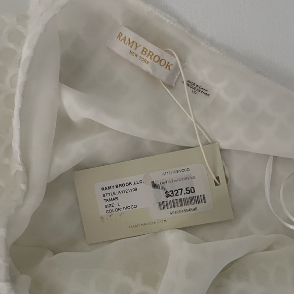 RAMY BROOK Tamar One Shoulder Textured Blouse Ivory scale Satin Ribbon - Picture 10 of 14